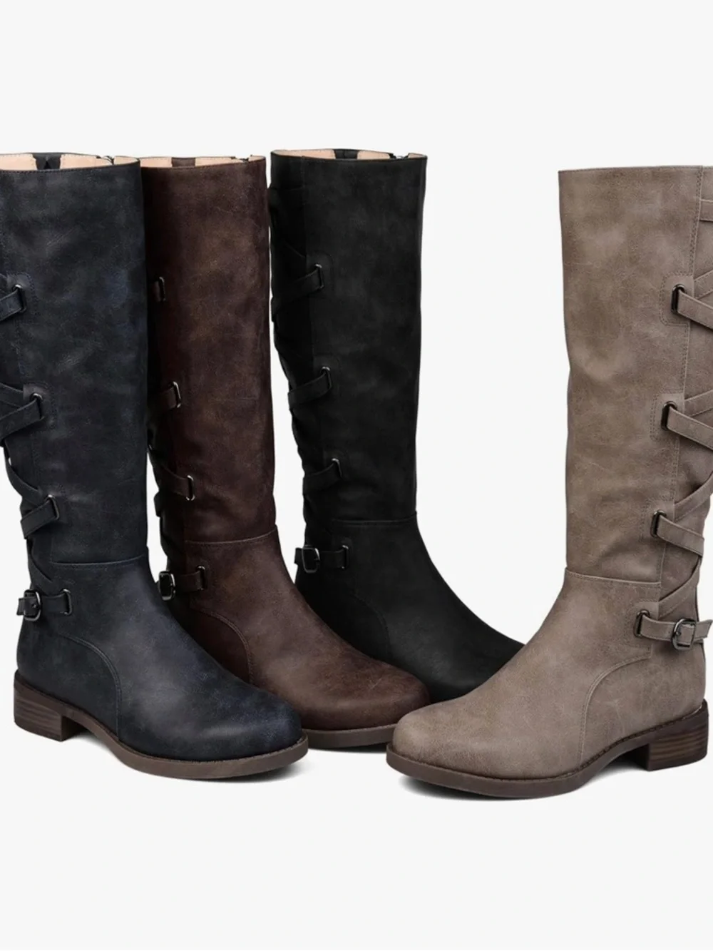 New Journee Collection Women's Carly Extra Wide Calf Belted Knee High Boots 9